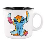 Silver Buffalo Disney Lilo and Stitch Ohana Colorful and Abstract Ceramic Coffee Camper Mug, 20 oz