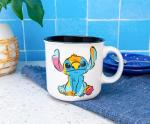 Silver Buffalo Disney Lilo and Stitch Ohana Colorful and Abstract Ceramic Coffee Camper Mug, 20 oz