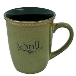 Christian Art Gifts Sage Green Stoneware Coffee Mug – 13 oz. Microwave and Dishwasher-safe Lead-free Inspirational Scripture Coffee and Tea Mug for Men & Women with Bible Verse: Be Still – Psalm 46:10