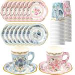 Floral Paper Tea Cups - Set of 24