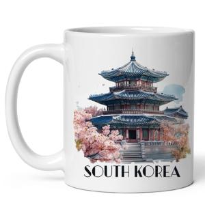 South Korea Ceramic Coffee Mug 11oz Asia Technology Culture Land of the Morning Calm – Tea Coffee Mug with Comfortable Grip – Unique Travel Gift Cup for Office or Home – Vibrant Long-Lasting ID44991