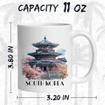 South Korea Ceramic Coffee Mug 11oz Asia Technology Culture Land of the Morning Calm – Tea Coffee Mug with Comfortable Grip – Unique Travel Gift Cup for Office or Home – Vibrant Long-Lasting ID44991