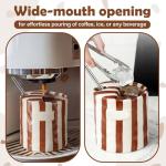 Ferrochef 1 Pack Ceramic Coffee Mug with Sip Hole Espresso Cup 10oz with Straws Retro Hand Painted Striped Porcelain Coffee Tea Cup Cappuccino Latte Mug for Kitchen Dining Travel (Brown)