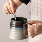 TaoTaojarvie Ceramic Coffee Mugs, 16oz, Large Capacity, Wide Bottom, Transmutation Glaze Craft, Handmade Pottery Mug, Tea Cups with Handle for Office/Home, Dishwasher and Microwave Safe (Green Black)