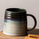 TaoTaojarvie Ceramic Coffee Mugs, 16oz, Large Capacity, Wide Bottom, Transmutation Glaze Craft, Handmade Pottery Mug, Tea Cups with Handle for Office/Home, Dishwasher and Microwave Safe (Green Black)
