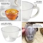 Efavormart 25-Pack Transparent Blush Plastic Coffee Cups with Handles 6oz - Hard Disposable Tea Mugs for Hot Drinks