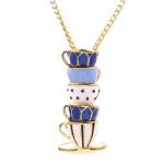Washranp Necklace Chain for Women Girls, Necklace Enamel Style Teacup Design Alloy Women Long Necklace Pendant Necklace for Valentine's Day Gift Birthday Present -
