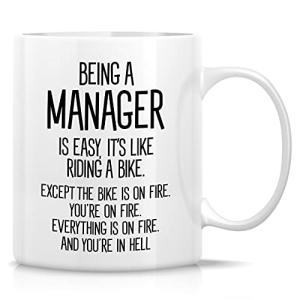 Retreez Funny Mug - Being A Manager is Easy 11 Oz Ceramic Tea Coffee Mugs - Funny, Sarcasm, Motivational, Inspirational, Thank You birthday gifts for friends, coworkers, employer, boss lady, dad mom