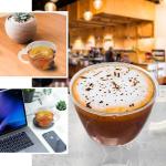 Efavormart 25-Pack Transparent Blush Plastic Coffee Cups with Handles 6oz - Hard Disposable Tea Mugs for Hot Drinks