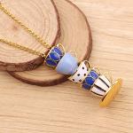 Washranp Necklace Chain for Women Girls, Necklace Enamel Style Teacup Design Alloy Women Long Necklace Pendant Necklace for Valentine's Day Gift Birthday Present -