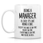 Retreez Funny Mug - Being A Manager is Easy 11 Oz Ceramic Tea Coffee Mugs - Funny, Sarcasm, Motivational, Inspirational, Thank You birthday gifts for friends, coworkers, employer, boss lady, dad mom