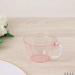 Efavormart 25-Pack Transparent Blush Plastic Coffee Cups with Handles 6oz - Hard Disposable Tea Mugs for Hot Drinks