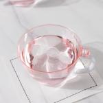 Efavormart 25-Pack Transparent Blush Plastic Coffee Cups with Handles 6oz - Hard Disposable Tea Mugs for Hot Drinks