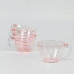 Efavormart 25-Pack Transparent Blush Plastic Coffee Cups with Handles 6oz - Hard Disposable Tea Mugs for Hot Drinks