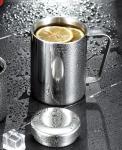 Stainless Steel Double Coffee Mug with Lid