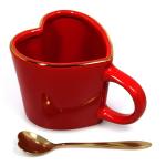 Large Heart Mug with Gold Spoon - Perfect Gift