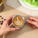 DOPENSPI 6 Pcs Stainless Steel Coffee Mugs with Handle, 10oz Double Walled Stainless Steel Camping Metal Mug Portable Durable Easy to Clean for Car, Travel, Office, Camping and Cafes