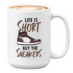 Bubble Hugs Sneaker Lover Coffee Mug - Is Short - Collector Shoes Footwear Sport Casual Skate Pop Culture Teenager 15oz White