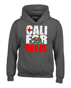 shop4ever California State Flag Bear Hoodie Sweatshirts Medium Charcoal