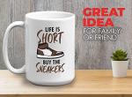 Bubble Hugs Sneaker Lover Coffee Mug - Is Short - Collector Shoes Footwear Sport Casual Skate Pop Culture Teenager 15oz White