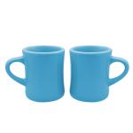 Funny Guy Mugs Classic Retro Diner Coffee Mug - Heavy Duty 10 Oz Stoneware Cup with Easy Grip Handle - Ideal for Hot and Cold Beverages (Light Blue, 10 Ounce)