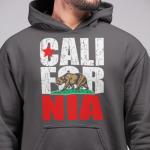 shop4ever California State Flag Bear Hoodie Sweatshirts Medium Charcoal