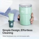 SaturnBird 12 oz Coffee Mug with Lid, for Cold & Hot Drinks, Vacuum Insulated Stainless Steel Coffee Tumbler for Cold & Hot Drinks, Reusable Double-Wall, BPA-Free, Seafoam Green (NO.2)