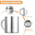 DOPENSPI 6 Pcs Stainless Steel Coffee Mugs with Handle, 10oz Double Walled Stainless Steel Camping Metal Mug Portable Durable Easy to Clean for Car, Travel, Office, Camping and Cafes