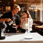 BAMBANG Mug Holder Tree, 360° Rotating 8 Hooks Coffee Cup Holder for Counter, Bamboo Coffee Mug Rack Standing for Kitchen Countertop Home (White)
