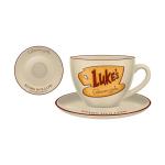 Silver Buffalo Gilmore Girls Stars Hollow Connecticut Luke's Diner Oversized Ceramic Teacup and Saucer Set, 22 Ounces