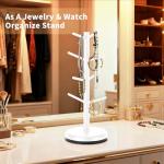 BAMBANG Mug Holder Tree, 360° Rotating 8 Hooks Coffee Cup Holder for Counter, Bamboo Coffee Mug Rack Standing for Kitchen Countertop Home (White)