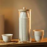 HannaFires 100PCS Disposable Kung Fu Tea Cups Set with Transparent Storage Rack, Mini Traditional Cups, Degradable Rice Husk Material, for Camping & Tea Lovers