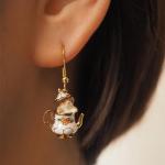 CEAeis Mouse In Teapot Necklace And Earrings Set, Handmade Enameled Chipmunk Earrings, Cartoon Teacup Earrings for Women (Earring+Necklace)