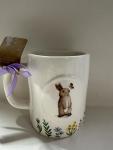 Rae – SPRING HAS SPRUNG CERAMIC MUG White Floral Bunny | coffee cup, tea cup, latte cup | spring farmhouse kitchen coffee bar decor, floral bunny collectible gift | EASTER, SPRING - Dunn By Magenta