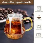 AEFPOYMXU 4pcs Crystal Clear Glass Coffee Cups Set with Handle,Espresso Mugs for Hot Espresso Liquor Microwave Safe coffee cups 10oz
