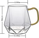 AEFPOYMXU 4pcs Crystal Clear Glass Coffee Cups Set with Handle,Espresso Mugs for Hot Espresso Liquor Microwave Safe coffee cups 10oz