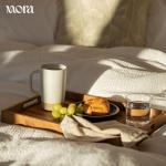 MORA Ceramics Large Tea Mug with Loose Leaf Infuser and Ceramic Lid, 18 oz, Portable, Microwave, Dishwasher Safe, Tall Coffee Cup - Rustic Matte Ceramic Glaze, Modern Herbal Tea Strainer, Oat