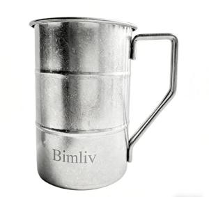 Bimliv Bamboo Textured Tumbler | Uninsulated Stainless Steel Cup with Handle | Lightweight, Break Resistant Metal Mug for Coffee, Beer & Outdoor Drinking | Refrigerator Safe