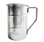 Bimliv Bamboo Textured Tumbler | Uninsulated Stainless Steel Cup with Handle | Lightweight, Break Resistant Metal Mug for Coffee, Beer & Outdoor Drinking | Refrigerator Safe