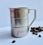 Bimliv Bamboo Textured Tumbler | Uninsulated Stainless Steel Cup with Handle | Lightweight, Break Resistant Metal Mug for Coffee, Beer & Outdoor Drinking | Refrigerator Safe