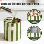 DEYOT Novelty Ceramic Coffee Mug 10oz, Retro Hand-Painted Green/White Striped Gift Box Travel Mug, Microwave/Dishwasher Safe, for Coffee/Tea/Hot Chocolate, Birthday/Christmas Gift for Men/Women