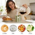 DEYOT Novelty Ceramic Coffee Mug 10oz, Retro Hand-Painted Green/White Striped Gift Box Travel Mug, Microwave/Dishwasher Safe, for Coffee/Tea/Hot Chocolate, Birthday/Christmas Gift for Men/Women