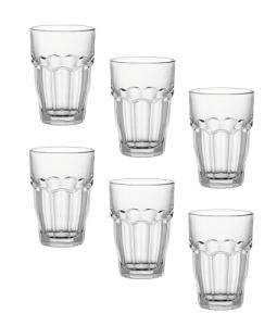 Bormioli Rocco Rock Bar Stackable Beverage, Set Of 6 Dishwasher Safe Drinking Glasses For Soda, Juice, Milk, Coke, Beer, Spirits – 12.5oz Durable Tempered Glass Water Tumblers For Daily Use