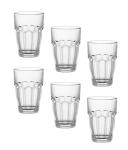 Bormioli Rocco Rock Bar Stackable Beverage, Set Of 6 Dishwasher Safe Drinking Glasses For Soda, Juice, Milk, Coke, Beer, Spirits – 12.5oz Durable Tempered Glass Water Tumblers For Daily Use