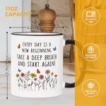 Petalsun New Beginnings Gifts for Women- Inspirational Motivational Mug with Flowers & Butterfly- Divorce, Breakup, New Job, Farewell Gifts for Women Friends Daughter Sister Coworker, 11oz