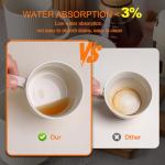 MONITO 16Oz Coffee Mugs Set of 4, Rustic Ceramic Coffee Cups Set with Large Handle, Vintage Striped Stoneware Coffee Mugs for Latte, Cocoa, Tea, Milk, Microwave & Dishwasher Safe, White