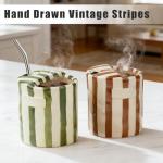 DEYOT Novelty Ceramic Coffee Mug 10oz, Retro Hand-Painted Green/White Striped Gift Box Travel Mug, Microwave/Dishwasher Safe, for Coffee/Tea/Hot Chocolate, Birthday/Christmas Gift for Men/Women