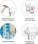 Bormioli Rocco Rock Bar Stackable Beverage, Set Of 6 Dishwasher Safe Drinking Glasses For Soda, Juice, Milk, Coke, Beer, Spirits – 12.5oz Durable Tempered Glass Water Tumblers For Daily Use