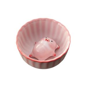 ＫＬＫＣＭＳ Ceramic Tea Cup Miniature Figurine with Tea Pet Adornment Collectible Piggy Statue Kung Fu Teacup for Restaurant Decoration, 120 ml