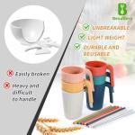 becutlery Wheat Straw Coffee Mugs 6-Pack– Unbreakable & Lightweight Cups, 12oz Stackable Cups with 6 Detachable Straws & 2 Cleaning Brushes (Colorful, 12, Fluid Ounces)